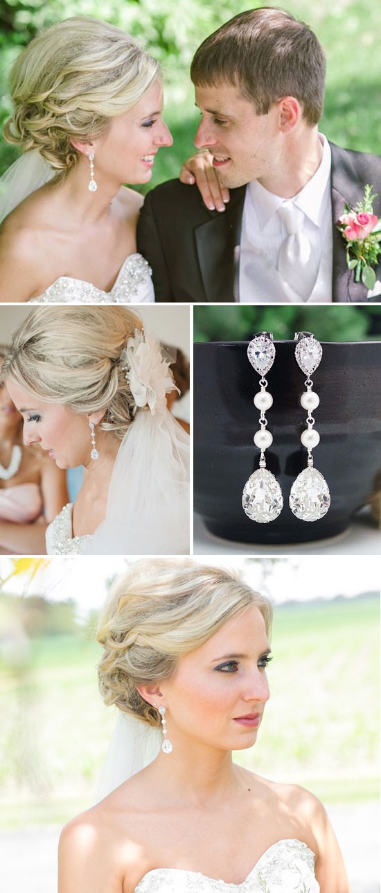 Elegant Teardrop Bridal Earrings: A Stunning Wedding Day Look