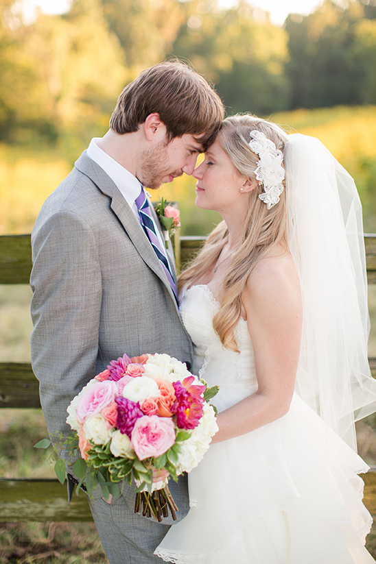 Dark Purple and Coral Wedding at Clover Forest Plantation
