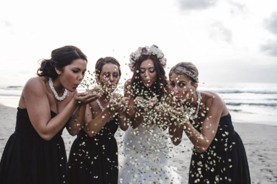 Kiann & Sam's Bali Beach Wedding: Honour Strapless Bridesmaids