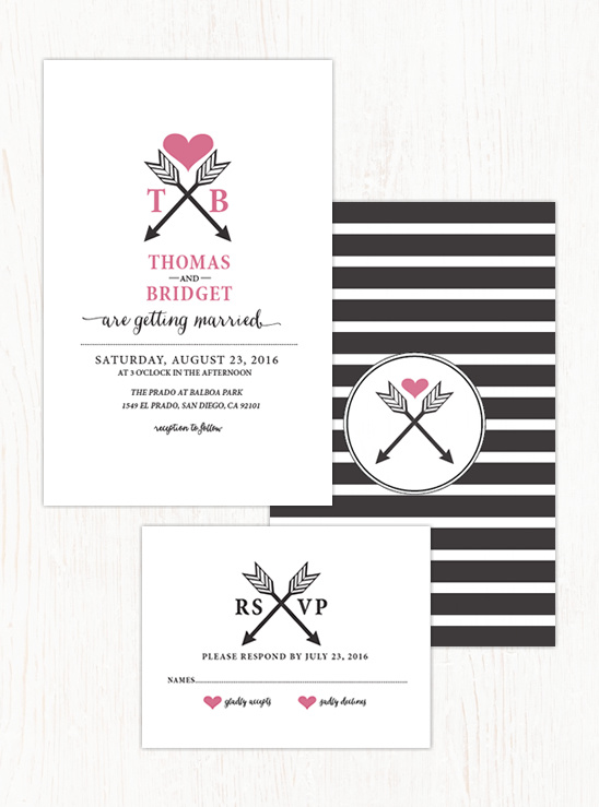 Free Arrow Wedding Stationery: Printable & Customizable Templates