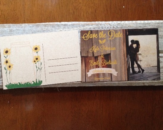 Rustic Sunflower Save the Date Card for Barn Wedding