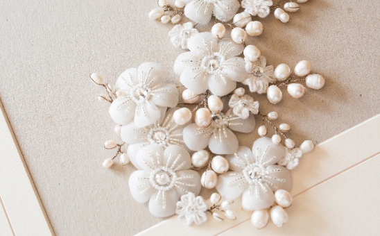 Elegant White Floral Pearl Wedding Headpiece Discount July 2014