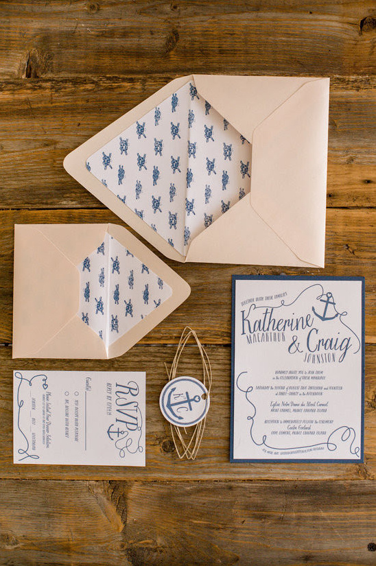 Nautical Wedding Invitation Suite by Kim Roach Design