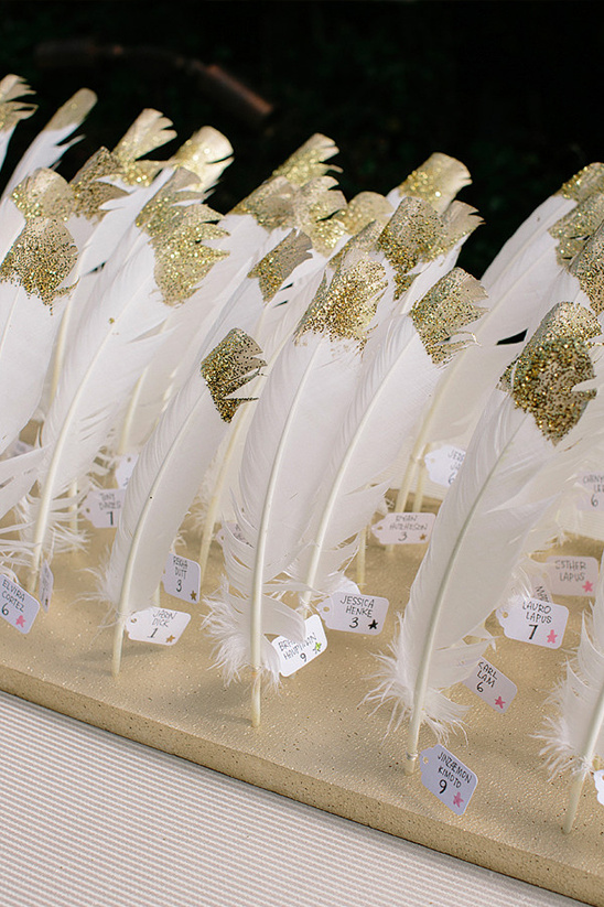 Gold Feather Escort Cards: A San Diego Wedding DIY Project