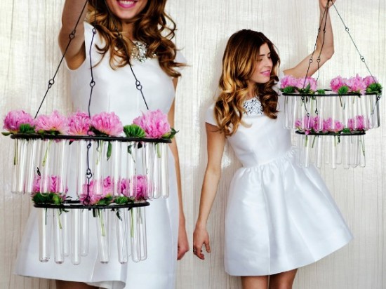 DIY Test Tube Flower Chandelier: Pink Blooms & Decor Rentals
