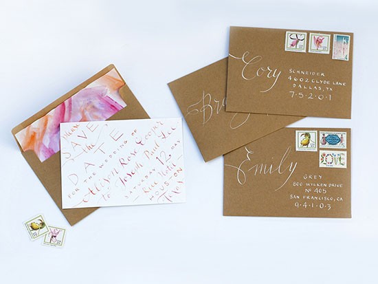Whimsical Watercolor Save the Dates with Calligraphy & Vintage Flair