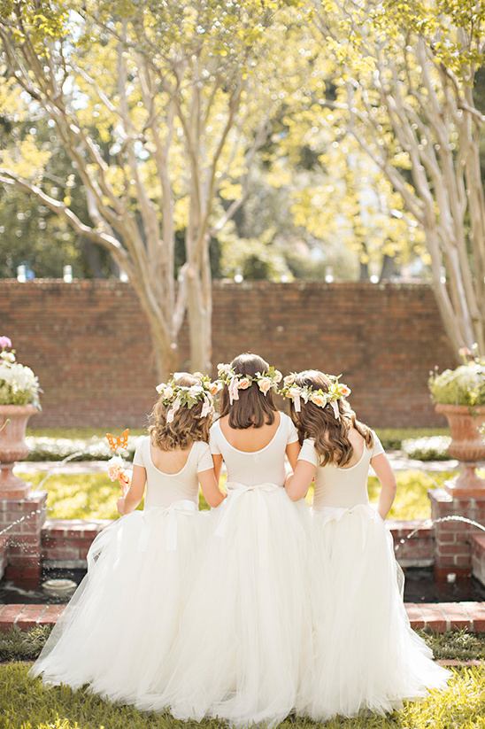 Adorable Flower Girls in White Dresses at Outdoor Wedding