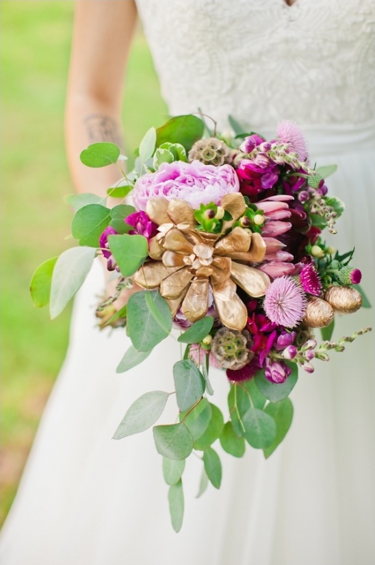 Woodland Wedding Inspiration with Purple and Gold Vintage VW Booth