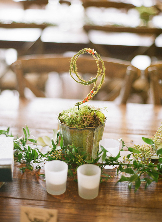 DIY French Industrial Wedding: Moss Covered Table Number Tutorial