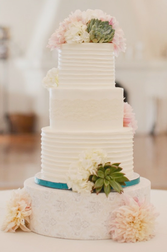 Elegant Wedding Cakes with Floral and Succulent Decorations by Simply Sweet