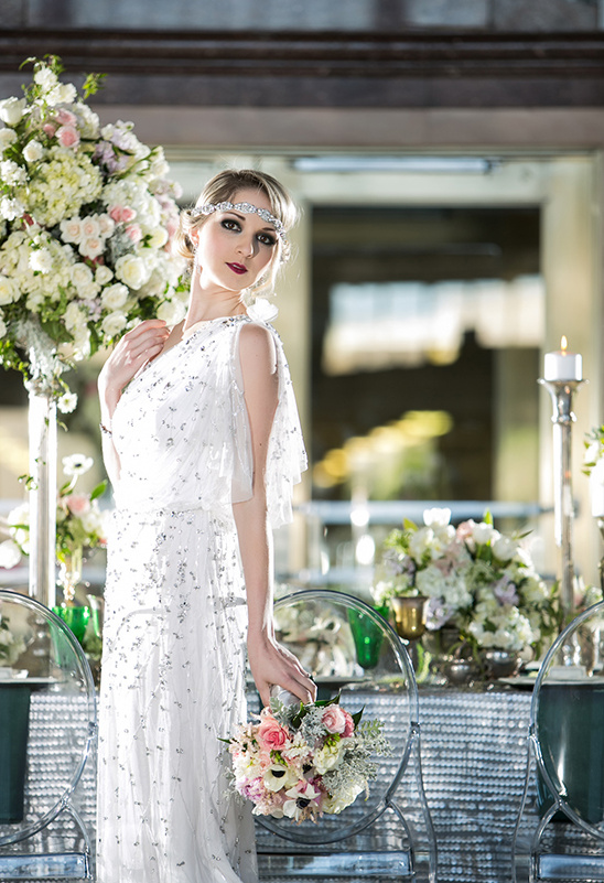 Green and Silver Glam 1920s Wedding Ideas for Art Deco Lovers