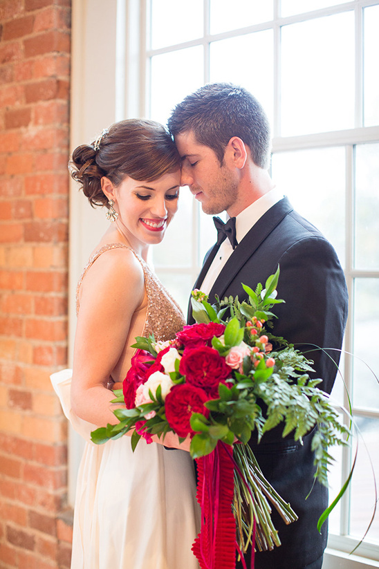 Romantic Red & Gold New Years Eve Wedding Inspiration in Durham NC