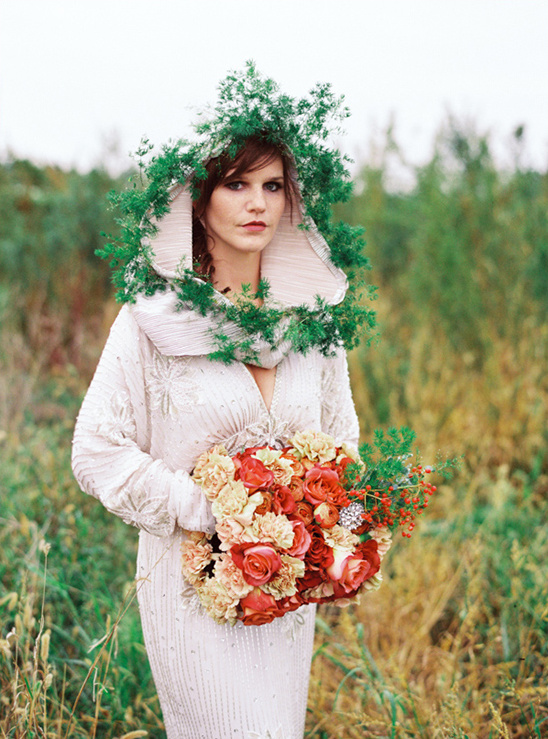 Wearable Floral Fashion: A Bride's Unique Winter Wedding Look