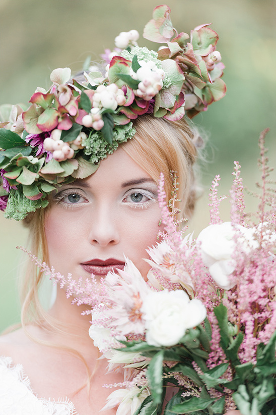 Whimsical Fall Winter Bridal Looks with Floral Crowns Inspiration