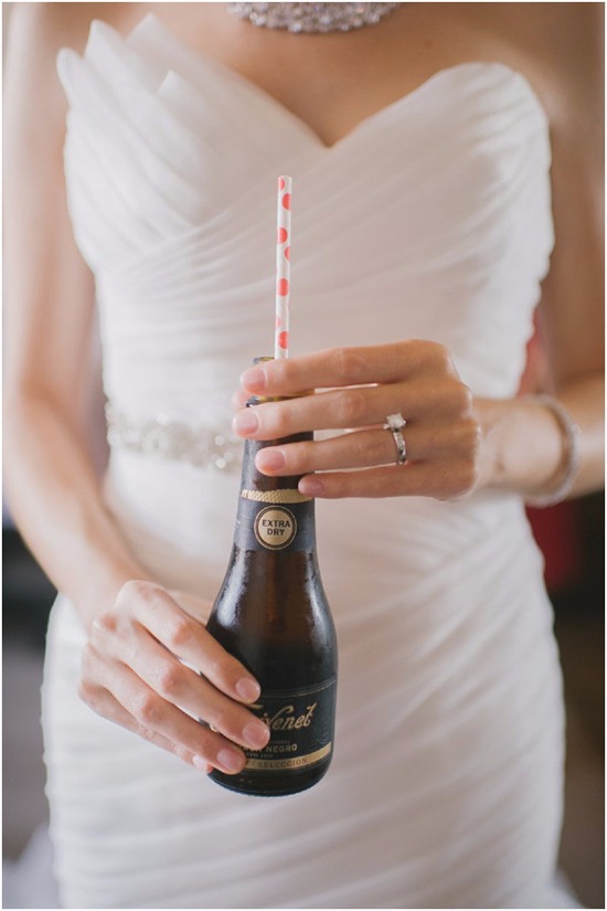 Bride with drink captured by Heidi Ryder Photography in Los Angeles