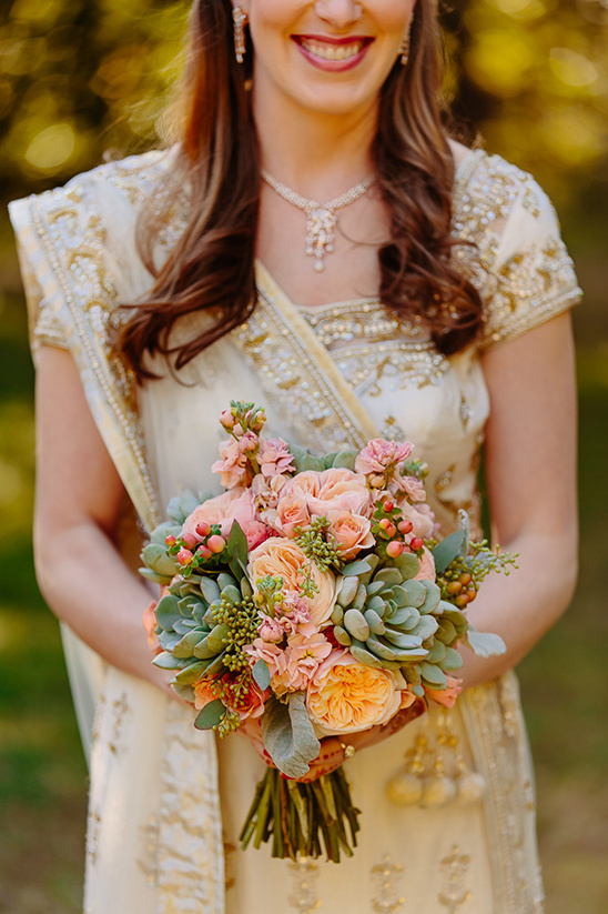 Chic Backyard Wedding: Coral, Mint, and Hindu Traditions