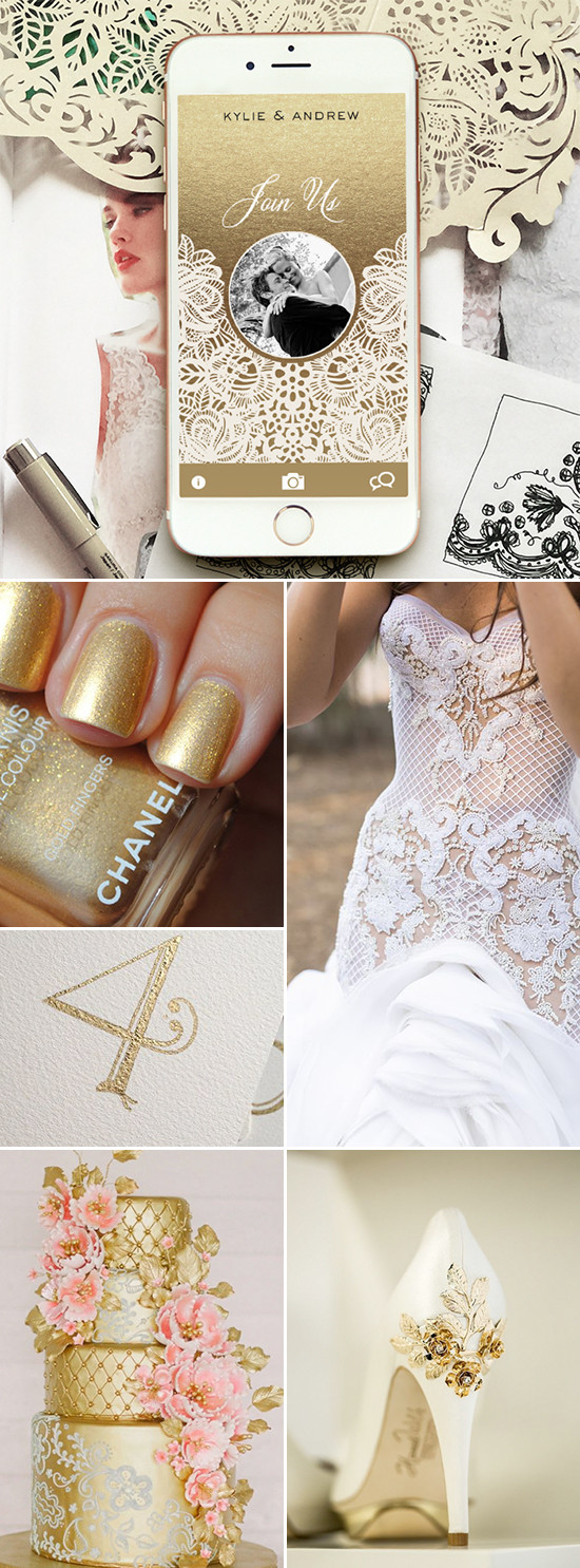 Glamorous Gold Wedding: Website, Dress, and Details