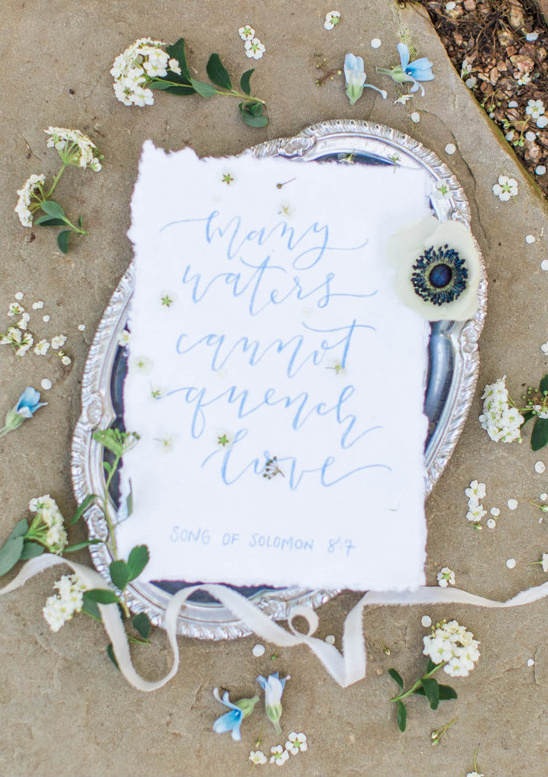 Romantic Wedding Ideas: Ocean-Inspired Shoot with Cakes & Calligraphy
