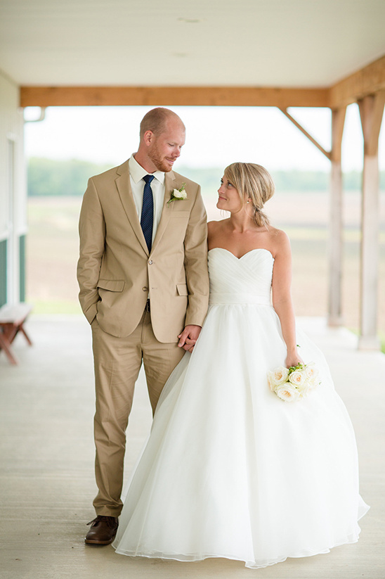 Rustic Navy Blue Wedding with Cream Roses at Ohio Golf Course