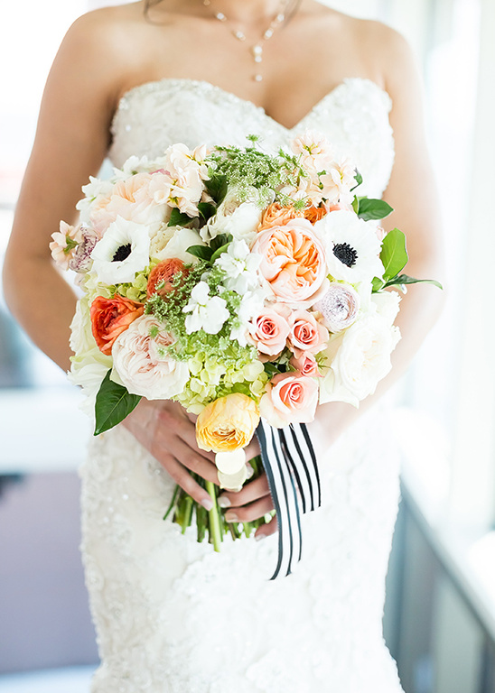 Timeless Black and White Wedding with Peach and Coral Accents