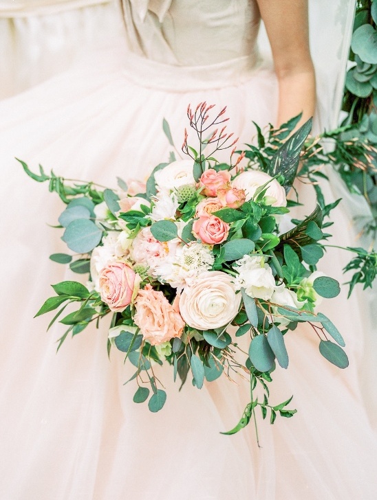 Delicate Peach and White Rose Bridal Bouquet by Rodeo & Co. Photography