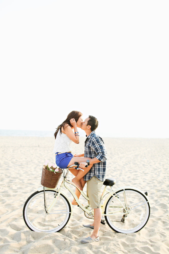 Romantic Beach Bike Ride: Los Angeles Wedding Photography