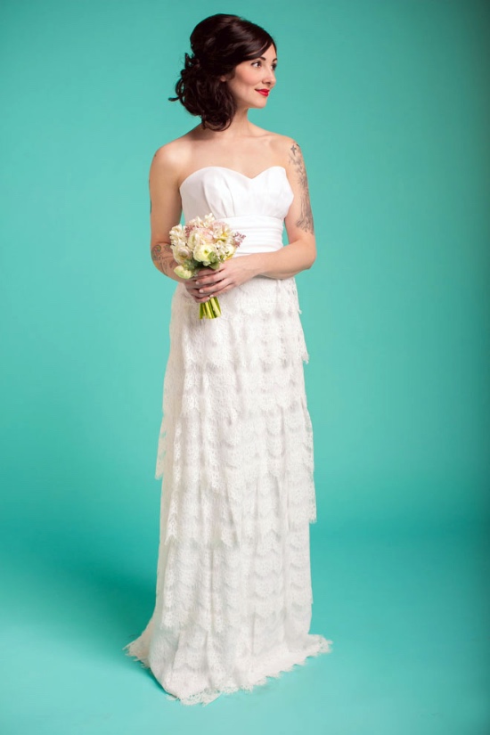 Stunning Layered Lace Wedding Gown by Amanda Archer Collection