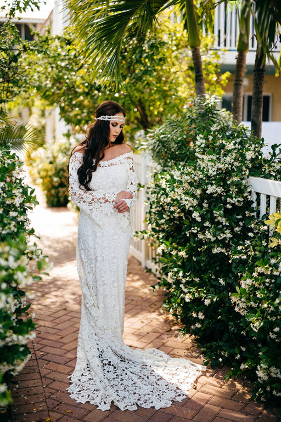 Bohemian Beach Wedding: Lace Dress & Seashell Decor Inspiration