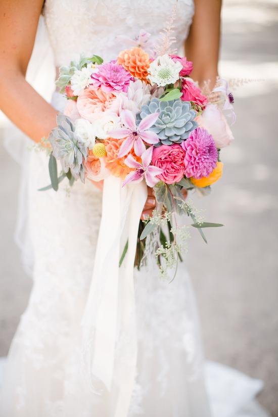 Colorful Succulent Wedding Bouquet by The Dainty Lion in San Diego