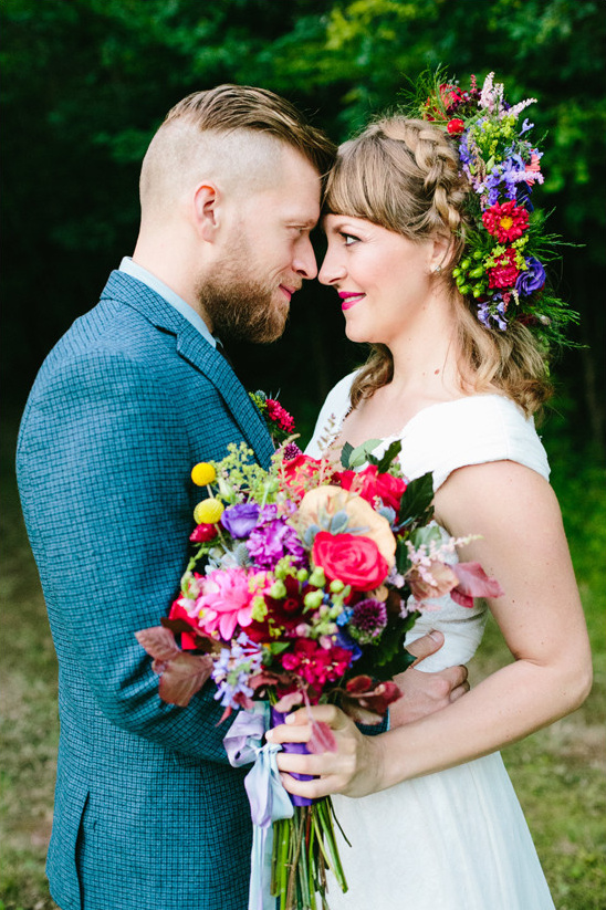 Stunning Bohemian Forest Wedding: Jewel Tones, Flowers, & Delectable Desserts