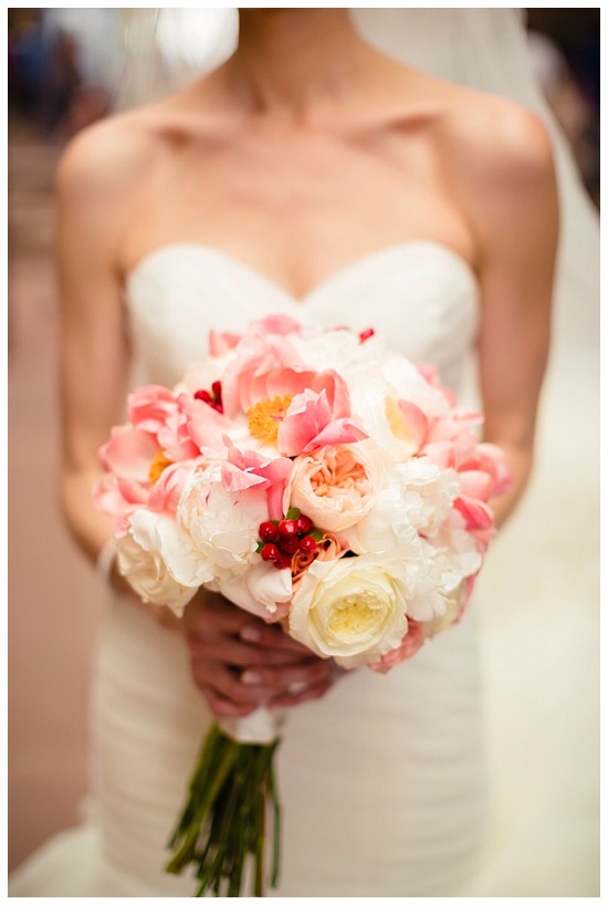 Denver Wedding Florist: Coral, Ivory & Cranberry Opera House