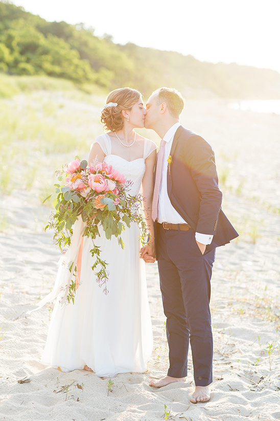 Elegant Blue and Pink Beach Wedding in New York