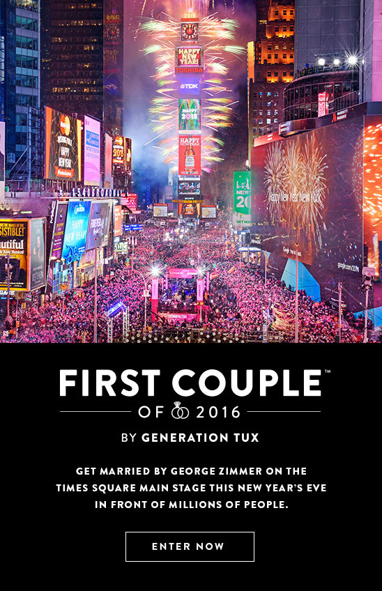 Win a Times Square Wedding: Generation Tux's First Couple of 2016 Contest