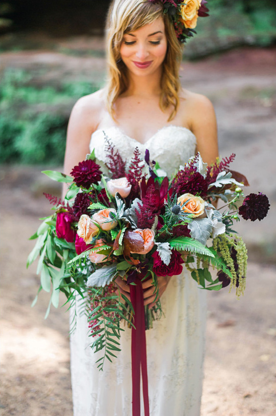 Boho Vintage Maroon Wedding Ideas at Ohio's Old Man's Cave