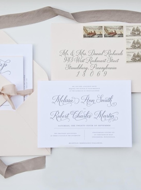 Elegant wedding invitations with calligraphy and stylish design by Simply Paper