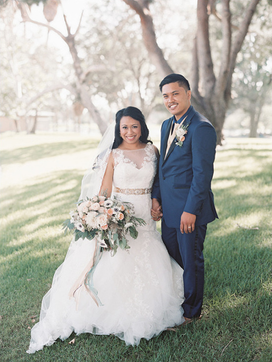 Chic Navy, Gold, and Peach DIY Wedding: Myra & Paul