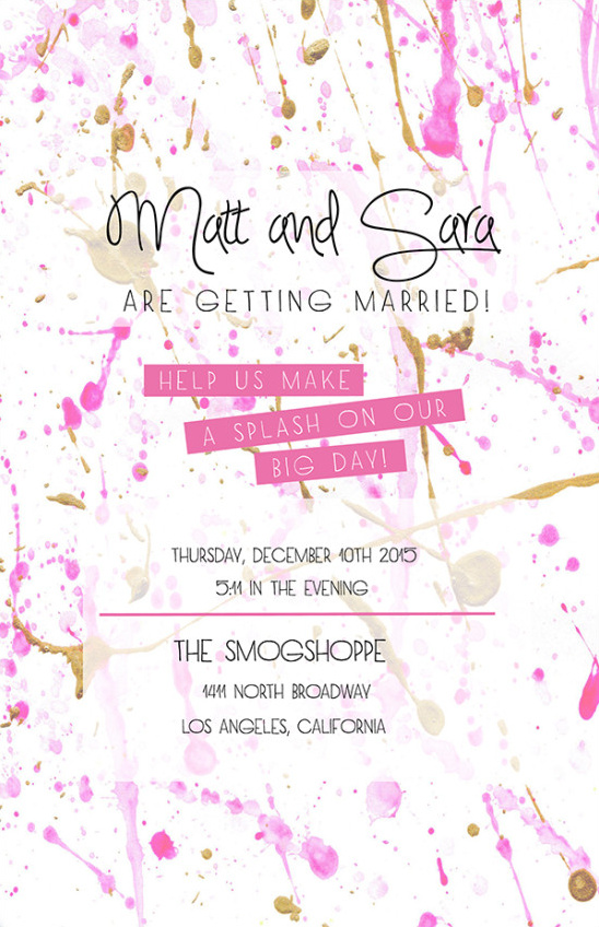 Free Splatter Paint Wedding Invitations for Quirky Couples