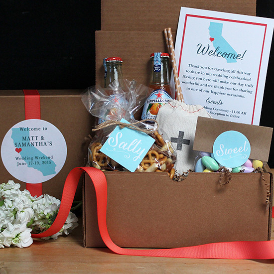 Welcome Wedding Guests with Confetti Gift Company Boxes