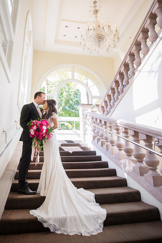 Glamorous Pink & Tangerine Ritz-Carlton Laguna Niguel Wedding