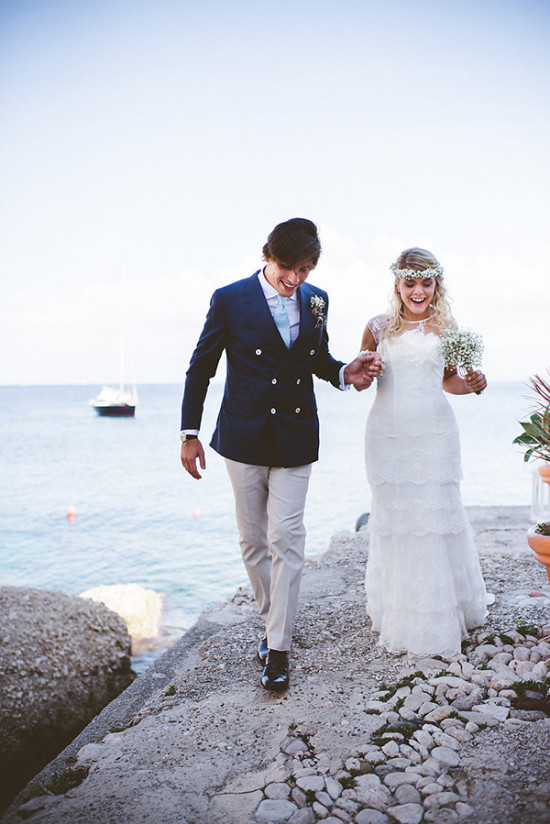Romantic Shabby Chic Oceanside Wedding in Scopello, Italy