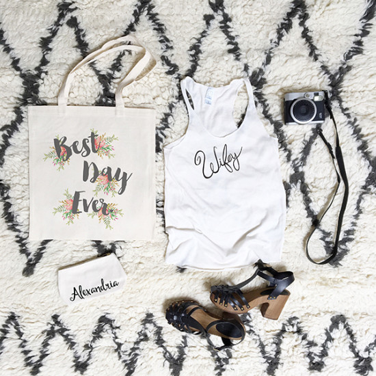 Bridal Set: Tote, Tank & Cosmetic Pouch - Perfect for Brides & Bridesmaids!