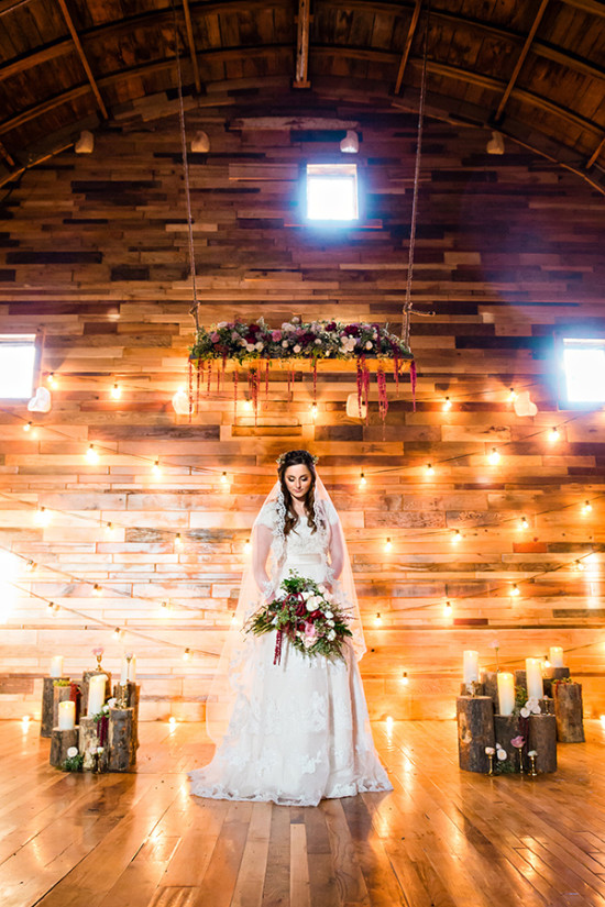 Rustic Barn Elopement: Burgundy, Gold & Blush Romance in Idaho