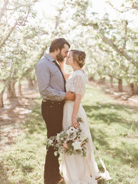 Romantic Pink & White Orchard Wedding Inspiration Shoot
