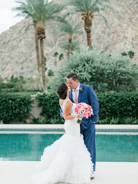 Luxury Pink Coral Gold Destination Wedding with Fireworks