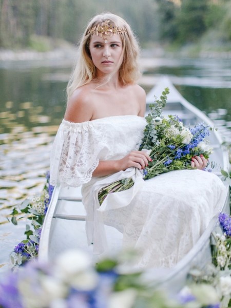 Rustic Boho Idaho Wedding Inspiration: Dresses, Canoes & Flowers