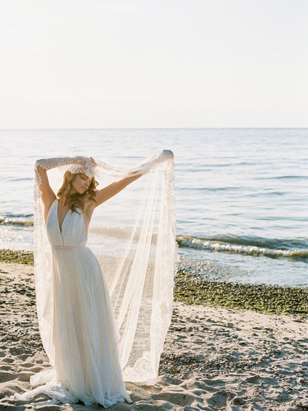 Sunset Beach Bridal Shoot with Ethereal SIBO Designs Veils