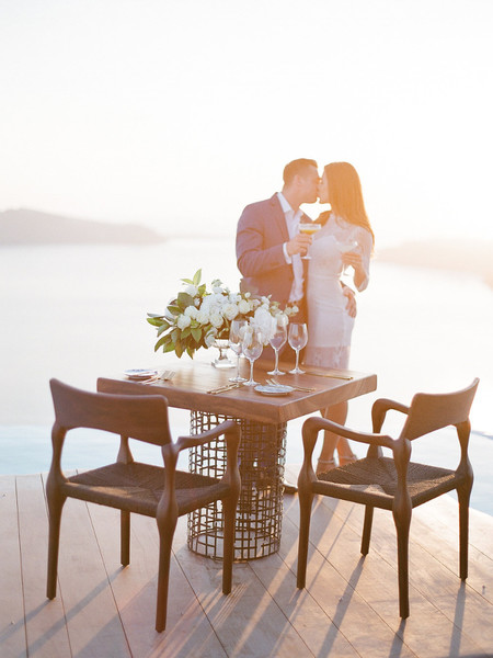 Santorini Glam Wedding with Macrame and Budget-Friendly Decor