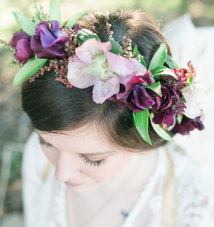 DIY Flower Crown Tutorial: Purple & Green Blooms