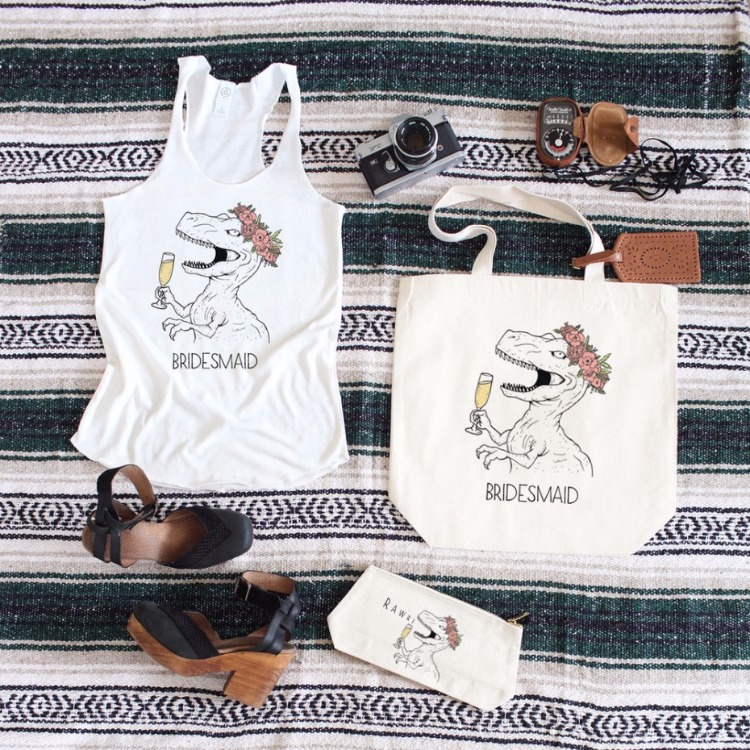 Dino-mite Wedding Favors: Totes, Tanks, and Bridal Party Gifts!