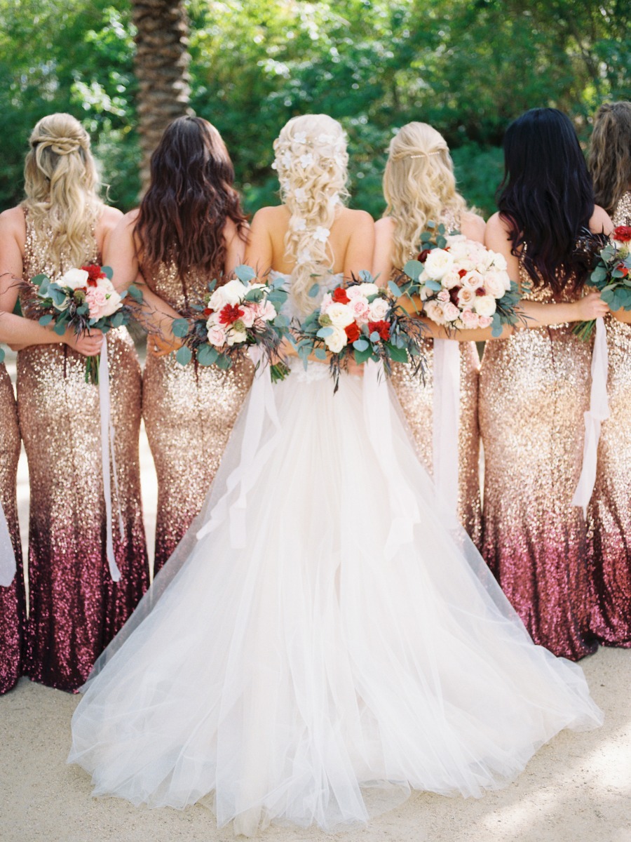 Romantic Arizona Backyard Wedding with Red and Blush Details